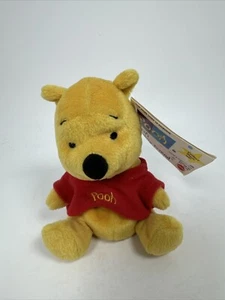 Disney Winnie the Pooh Bean Bag Amico Peluche Camicia Rossa 6" Disney Store Nuovo con etichette - Foto 1 di 5