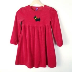 JK J. Khaki Dress Girls 6X Red Velvet long Sleeve Scottie Dog Holiday Christmas - Picture 1 of 7