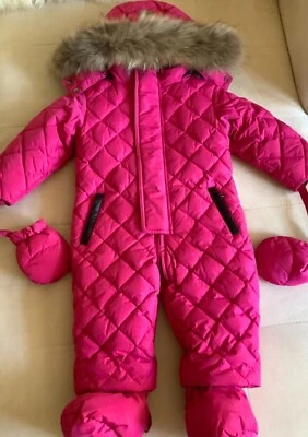 New Mackage Hedy baby girl down snowsuit with real fur trimmed hood (size 18 M). - Image 1 of 4