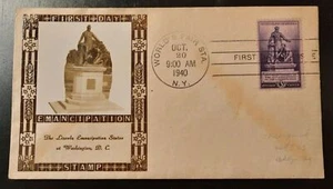 1940 FDC Lincoln Emancipation Weigand Illustrated Cachet Worlds Fair Station NY - Picture 1 of 2