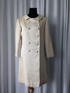 Abrigo jacquard satinado marfil vintage años 60 - Imagen 1 de 4