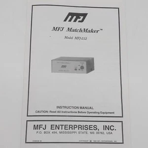 MFJ-212 MFJ Match Maker Instruction Manual - Picture 1 of 2