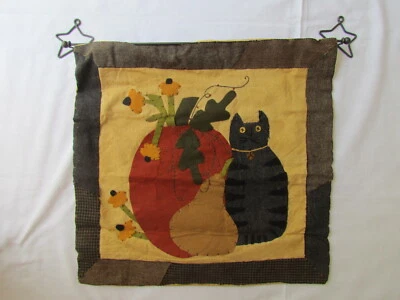 Black Cat Halloween Wall Hanging Pumpkin Sunflower GourdNEW Primitive Style NEW - Image 1 of 4