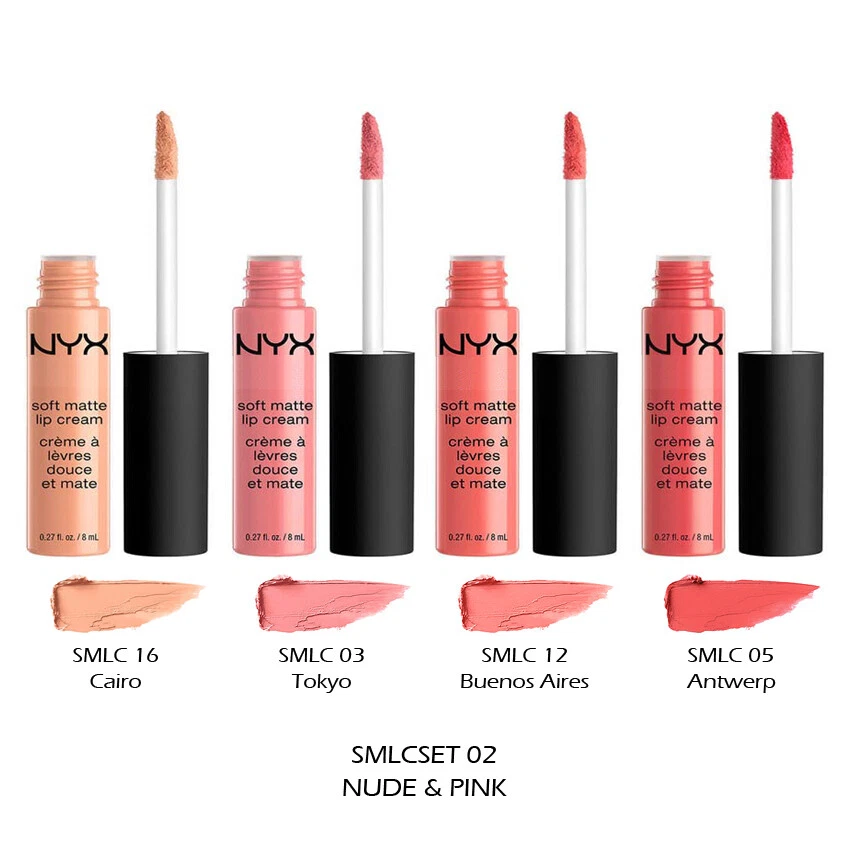 1 NYX Soft Matte Lip Cream Lipstick Set - Full size "SMLCSET02 - Nude & Pink" - Image 1 of 2