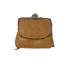 Discovery Canada Tan Change Purse Genuine Leather 4 Compartments Marked READ