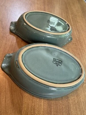 "Gres Denby Au Gratin (2) panaderos ovalados 'AZUL COLONIAL' INGLATERRA 9x5" Foto 1 de 4