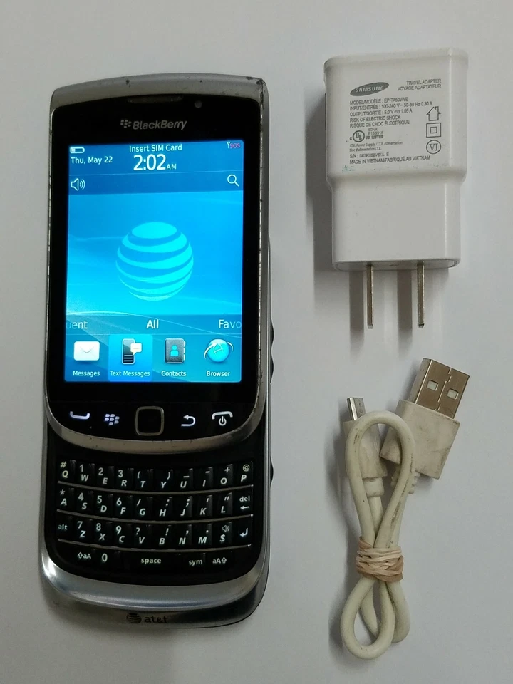Rare Att Prepaid Cricket Wireless H20 Blackberry Messenger Torch 9810 4G Cell - Image 1 of 4
