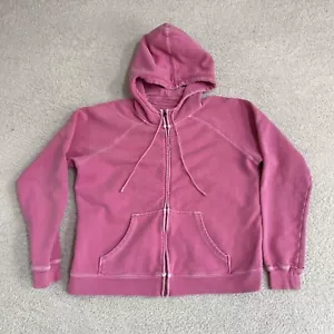 Vintage GAP Hoodie Women's XL Hot Pink Full Zip Garment Dyed Cropped YZY Y2K 90s - Picture 1 of 16