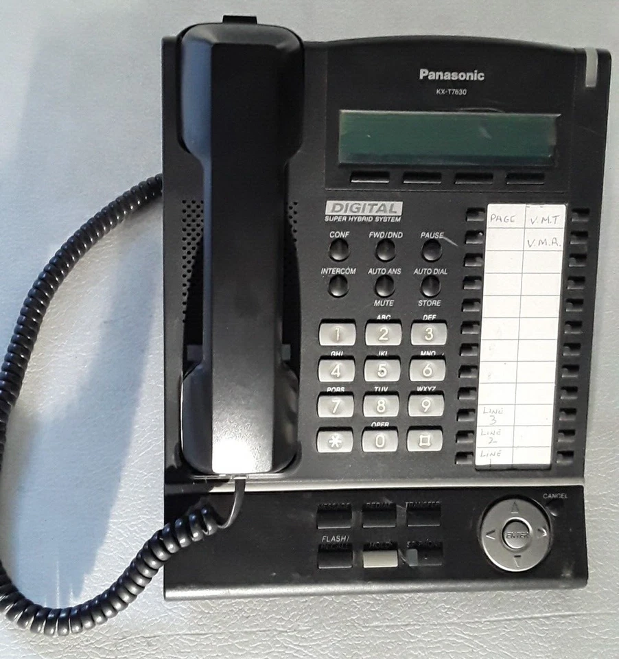 WORKING Panasonic KX-T7630 24 line buttons 3 line Backlit LCD Office Phone Stand - Image 1 of 4