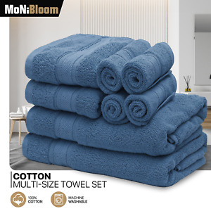 8 Piece Bathroom Towel Set 100% Cotton 2 Bath Towels+2 Hand Towels+4 Washcloths