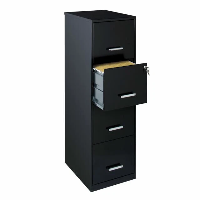 Space Solutions 21618 Vertical Metal File Cabinet - Black