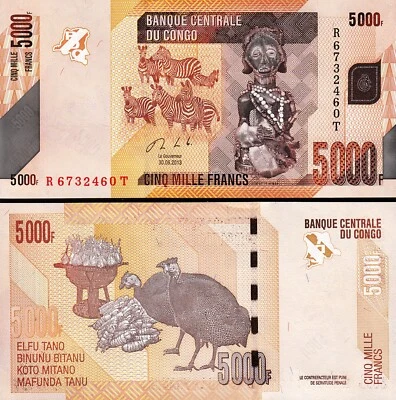Congo Democratic Rep. 5000 Francs 2013, UNC, P-102b - Image 1 of 3