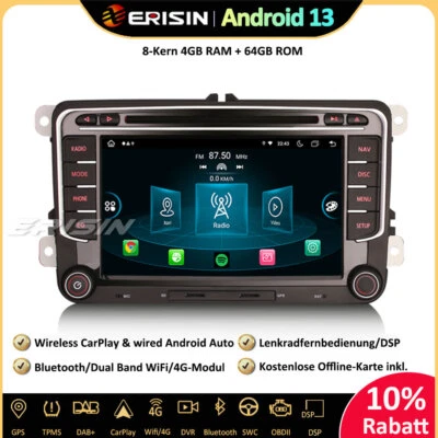 DAB+ Android 13 GPS Autoradio Navi Für VW Passat Golf 5/6 Jetta Tiguan Eos Seat - Bild 1 von 4