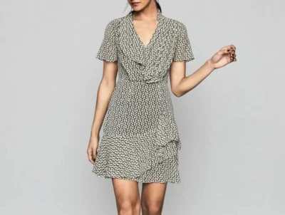 REISS  beautiful PARIS Desert Trail Print Ruffle Dress - size 6 / worn once - Image 1 of 4