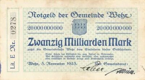 Wehr -  Gemeinde  -  20 Milliarden Mark  - Lit. E  #13483 - Bild 1 von 2