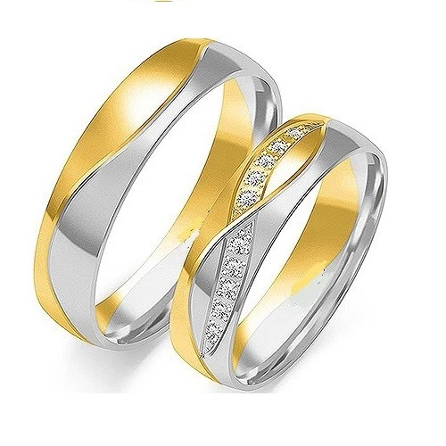 Eheringe Trauringe 333 er Gold Bicolor Massiv Gelb/Weißgold 6,5 mm breit - Bild 1 von 1