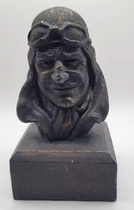Vintage Michael Garman WWII Fighter Pilot Aviator Sculpture Bust Signed - Picture 1 of 10