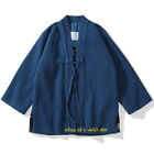 Robe homme vintage en coton vintage teinte bleue style japonais à une épaule 