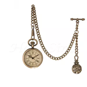 ANTIQUE DESIGN QUARTZ POCKET WATCH WITH ALBERT CHAIN AND GIFT POUCH - Picture 1 of 10