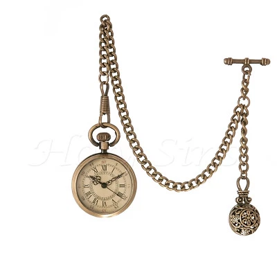 RELOJ DE BOLSILLO DE CUARZO DE DISEÑO ANTIGUO CON CADENA ALBERT Y BOLSA DE REGALO Foto 1 de 4