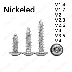 M1.4 M1.7 M2 M3 M4 Nickeled Cross Recessed Pan Head Tapping Screws With Collar - Picture 1 of 6