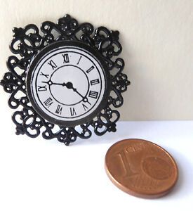 Uhr Wanduhr Metall Nostalgie Retro Puppenhaus Miniatur 1:12  3cm