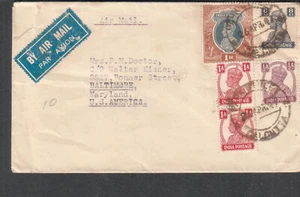 India 26 de abril 1947 Cubierta Calcuta a la señora P M Doctor Baltimore MD - Imagen 1 de 1