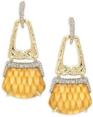 PENDIENTES COLGANTES ALEXIS BITTAR LUCITE Y CRISTAL HEBILLA AMARILLA DOS TONOS NUEVOS Foto 1 de 4