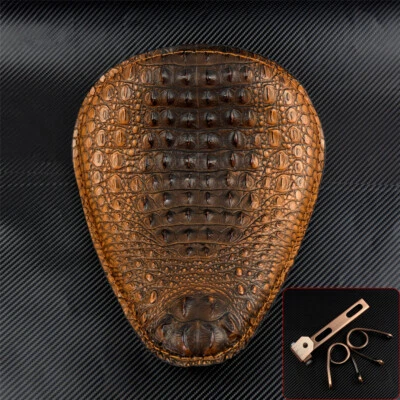 Alligator Emboss Solo Driver Seat V Shape Mounting Fit For Harley Bobber Custom - Image 1 of 4