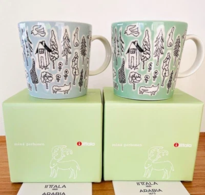 Lot de 2 tasses iittala x mina perhonen avec boîte 0,3 L/10,1 fl oz Japan Lim... - Photo 1/4