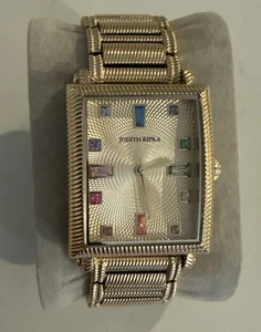 Judith Ripka Gold Rainbow Stone Charley Tank Watch Working New Battery - Picture 1 of 11