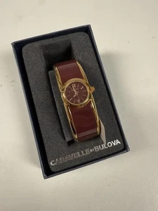 Caravelle New York 44L148 Women's Rose Gold Tone Burgundy Bangle Analog Watch - Picture 1 of 9