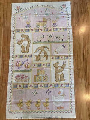 Moda Sweet Lullaby Crib Blanket Fabric Panel 23" x 43" Deb Strain VTG Bunnies - Image 1 of 4