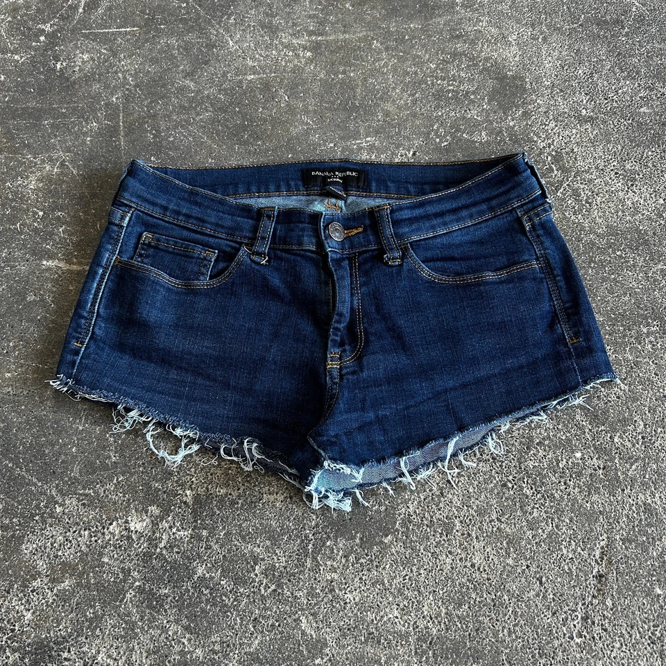 Banana Republic Cut Off Denim Jean Shorts Size 4P Blue Dark 2" Booty Waist 27 - Image 1 of 4
