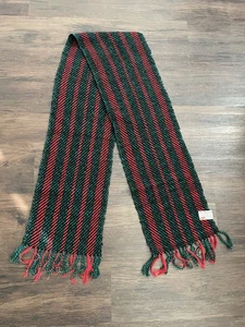 Sciarpa lana Sue Redican tessuto a mano blasket isola Dingle Irlanda rosso verde 70x10" - Foto 1 di 6