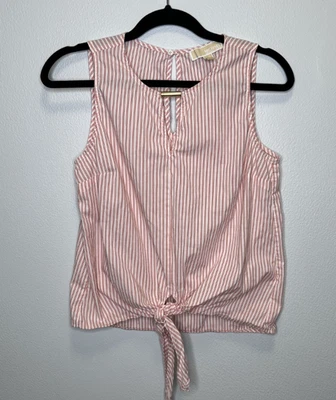 Camiseta sin mangas para mujer Michael Kors naranja a rayas talla S algodón corbata delantera Foto 1 de 4