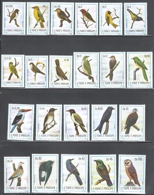 St. Thomas & Prince Islands Como Nuevo NH Sc# 727/748 Juego Completo de Aves Fauna de Búho 1983 Foto 1 de 2