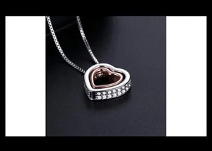 Double Heart Pendant Necklace Made With Crystals From Swarovski NWOT - Picture 1 of 5