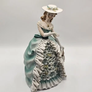 Lefton Porzellan Dame viktorianisch mit Geldbörse Figur #KW3205 Vintage * LESEN - Bild 1 von 13