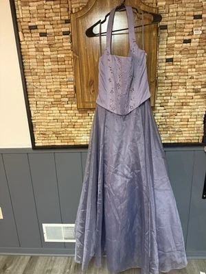 Vintage y2k NWT Alexia Purple Embroidered Beaded Corset Formal Halter Gown Sz 10 - Image 1 of 4