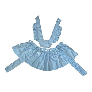 Vintage 1950's Baby Pinafore Dress 2 Piece Button Blue Handmade Girls' Jumper - Picture 1 of 6