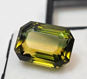Natural Awesome Bi-Colour Tourmaline Emerald Cut 11-13 Ct Gemstone Certified - Picture 1 of 8