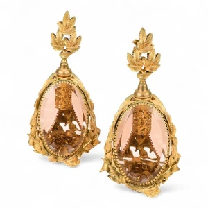 Ormolu Filigree Perfume Bottles with Amber Beveled Glass - Picture 1 of 14