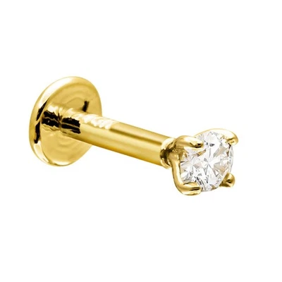 Joyería Avalancha Unisex 16G Oro 14K 2.5mm Moissanite Labret Tachuelas, Monroe, Labio Foto 1 de 4