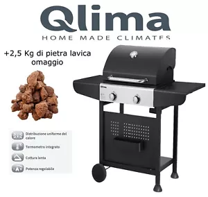 BARBECUE GAS PORTATILE QLIMA OKG 102 2 FUOCHI + 2.5 KG DI PIETRA LAVICA OMAGGIO - Imagen 1 de 7