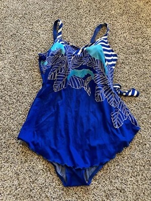 Винтажная Sirena II размер XL?  КУПАЛЬНИК цельный купальник синий Y24 - Изображение 1 из 4