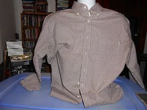 Tasso Ella Checkered Brown White Longsleeve Dress Shirt L Large - Picture 1 of 5