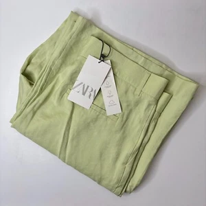 ZARA Pants Women's XL Pastel Green High-Waist Full Length Wide Leg Trousers NWT - Picture 1 of 11