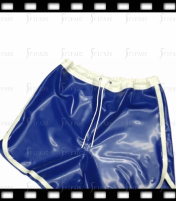 Latex Unisext Sports Shorts Metallic Blue with White Trims Customized 0.4mm e86 - Image 1 of 4