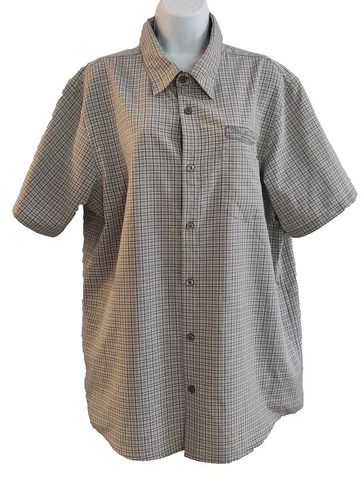 Stewart-Haas Shirt Racing Chevrolet Oakley Gray Plaid Button-Up SZ L NASCAR Cover